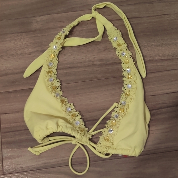 Yellow bathing suit top (only top) with gems - Picture 1 of 2